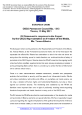 Statement by the Portuguese EU Presidency in response to the report by the OSCE Representative on Freedom of the Media, Ms. Teresa Ribeiro