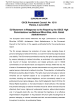 Statement by the Portuguese EU Presidency in response to the report by the High Commissioner on National Minorities, Ambassador Kairat Abdrakhmanov