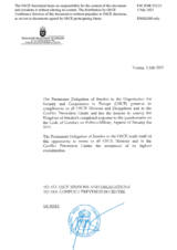 Response by the Delegation of Sweden to the Questionnaire on the Code of Conduct on Politico-Military Aspects of Security