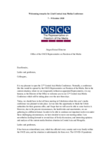 Welcoming remarks by the Director of the Office of the OSCE Representative on Freedom of the Media at the 22nd Central Asia Media Conference