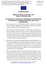 Statement by the Slovenian EU Presidency in response to the report by the High Commissioner on National Minorities, Ambassador Kairat Abdrakhmanov