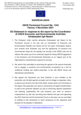 Statement by the Slovenian EU Presidency in response to the report by the Co-ordinator of OSCE Economic and Environmental Activities, Ambassador Igli Hasani