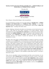 Opening remarks for the Expert Meeting on Deepfake News – Artificial Intelligence and Disinformation as a Multilateral Policy Challenge