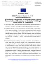 Statement by the Slovenian EU Presidency in response to the report by the OSCE Special Representative and Co-ordinator for Combating Trafficking in Human Beings, Mr. Valiant Richey
