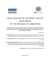 Legal Analysis of the Draft Law on Mass Media of the Republic of Uzbekistan Legal Analysis of the Draft Law on Mass Media of the Republic of Uzbekistan