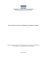 Legal Analysis on the Law of The Republic of Azerbaijan “On Media” Legal Analysis on the Law of The Republic of Azerbaijan “On Media”