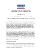 Communiqué by the OSCE Representative on Freedom of the Media: A call to protect media freedom during armed conflict and to stop propaganda for war