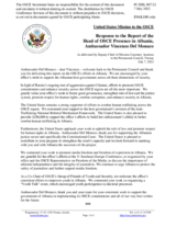 Statement by the Delegation of the United States of America in response to the report by the Head of the OSCE Presence in Albania, Ambassador Vincenzo Del Monaco