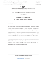 Statement by the Delegation of Portugal on the Second United Nations Ocean Conference held in Lisbon and via video teleconference from 27 June to 1 July 2022