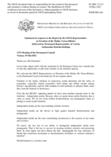 Statement by the Delegation of Latvia in response to the report by the OSCE Representative on Freedom of the Media, Ms. Teresa Ribeiro