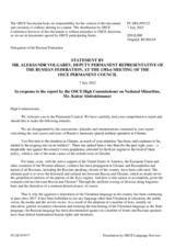 Statement by the Delegation of the Russian Federation in response to the report by the High Commissioner on National Minorities, Ambassador Kairat Abdrakhmanov