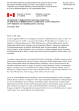 Statement by the Delegation of Canada on the Russian Federation’s ongoing aggression against Ukraine