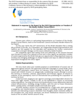 Statement by the Delegation of Ukraine in response to the report by the OSCE Representative on Freedom of the Media, Ms. Teresa Ribeiro