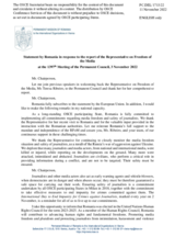 Statement by the Delegation of Romania in response to the report by the OSCE Representative on Freedom of the Media, Ms. Teresa Ribeiro