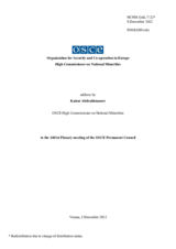 Report by the High Commissioner on National Minorities, Ambassador Kairat Abdrakhmanov