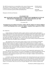 Statement by the Delegation of the Russian Federation on dangerous provocations by the Kiev regime with the support of the Western alliance of OSCE participating States and on the ongoing crimes by it against the civilian population
