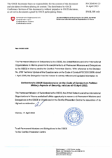 Response by the Delegation of Switzerland to the Questionnaire on the Code of Conduct on Politico-Military Aspects of Security