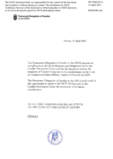 Response by the Delegation of Sweden to the Questionnaire on the Code of Conduct on Politico-Military Aspects of Security