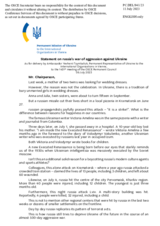 Statement by the Delegation of Ukraine on the Russian Federation’s ongoing aggression against Ukraine