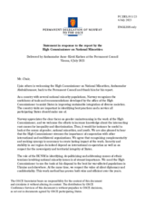 Statement by the Delegation of Norway in response to the report by the High Commissioner on National Minorities, Ambassador Kairat Abdrakhmanov