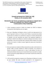 Déclaration de l’Union européenne en réponse au rapport de la cheffe de la Mission de l’OSCE en Moldavie, l’ambassadrice Kelly Keiderling