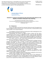 Statement by the Delegation of Ukraine in response to the report by the Head of the OSCE Mission to Moldova, Ambassador Kelly Keiderling