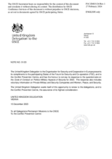 Response by the Delegation of the United Kingdom to the Questionnaire on the Code of Conduct on Politico-Military Aspects of Security