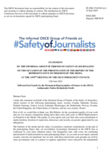 Statement by the Delegation of France, also on behalf of several delegations, in response to the report by the OSCE Representative on Freedom of the Media, Ms. Teresa Ribeiro