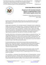 Statement by the Delegation of the United States of America in response to the presentation by the Secretary General of the Annual Progress Report on the Implementation of the 2004 OSCE Action Plan for the Promotion of Gender Equality