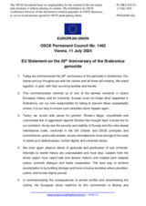 Statement by the Hungarian EU Presidency on the 29th anniversary of the Srebrenica genocide