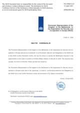 Response by the Delegation of the Netherlands to the Questionnaire on the Code of Conduct on Politico-Military Aspects of Security