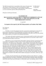Statement by the Delegation of the Russian Federation in response to the report by the OSCE Representative on Freedom of the Media, Mr. Jan Braathu