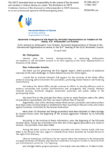 Statement by the Delegation of Ukraine in response to the report by the OSCE Representative on Freedom of the Media, Mr. Jan Braathu