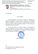 Response by the Delegation of Croatia to the Questionnaire on the Code of Conduct on Politico-Military Aspects of Security