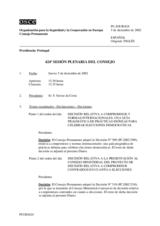 Journal of the 424th Plenary Meeting of the Permanent Council (es)