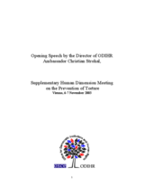 Opening Speech by Ambassador Christian Strohal at Supplementary Human Dimension Meeting on the Prevention of Torture. 6-7 November 2003