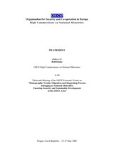 Address by the OSCE High Commissioner on National Minorities to the Thirteenth Meeting of the OSCE Economic Forum