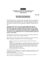 Visit to Italy: The Gasparri Law - Observations and recommendations by the OSCE Representative on Freedom of the Media