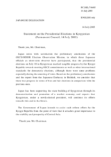 Statement by the Delegation of Japan on the Presidential Elections in Kyrgyzstan