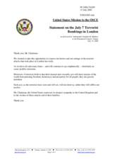 Statement by the Delegation of the United States of America on the July 7 Terrorist Bombings in London