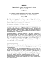 Background report on domestic war crime prosecutions, transfer of ICTY proceedings and missing persons