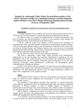 Remarks by Ambassador Ömür Orhun, Personal Representative of the OSCE Chairman-in-Office on Combating Intolerance and Discrimination against Muslims
