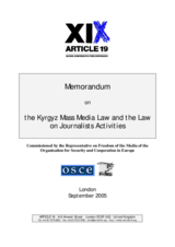 Legal review on Kyrgyz law on media Legal review on Kyrgyz law on media
