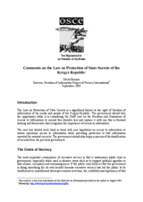 Legal review on Kyrgyz law on state secrets Legal review on Kyrgyz law on state secrets