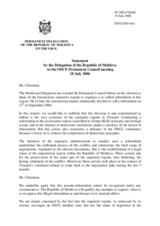 Statement by the Delegation of Moldova on the Referendum on independence in the Transdniestrian region of Moldova, to be held on 17 September 2006
