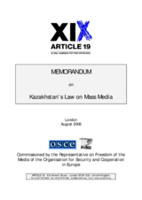 Legal review on Kazakhstan's Law on Mass Media Legal review on Kazakhstan's Law on Mass Media