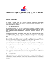 ODIHR Workshop on Roma Political Participation, Prague, 30 November - 1 December 2000