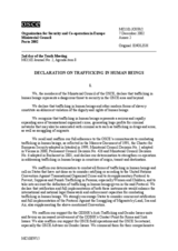 Declaration On Trafficking In Human Beings. OSCE Ministerial Council, Porto 2002