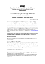 Access to information by the media in the OSCE region: trends and recommendations Access to information by the media in the OSCE region: trends and recommendations