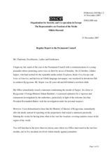 Report to the Permanent Council by the OSCE Representative on Freedom of the Media